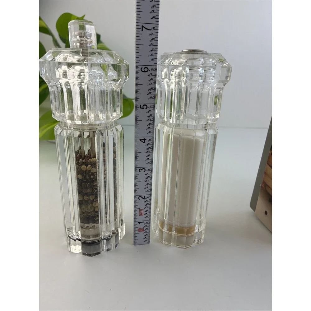 Salt & Pepper Mill Grinder USA Olde Thompson Faceted Clear Lycite Acrylic w Box